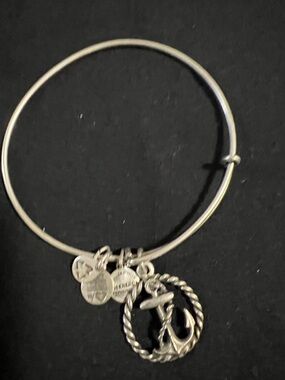 Alex and Ani Silver Anchor Charm Bangle Bracelet